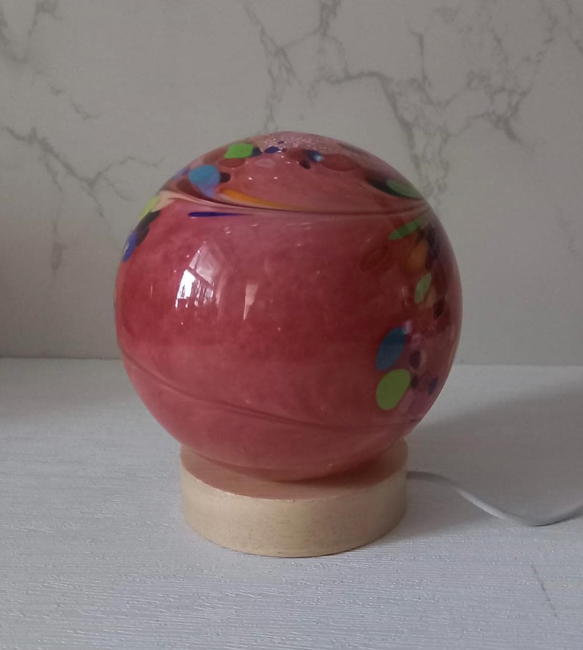 Iridescent Glass Sphere Lamp: Handmade LED Mood Lighting