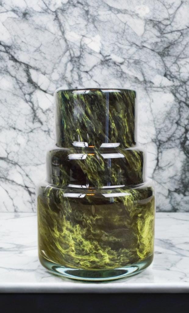 19cm Mouth Blown Green Glass Vase Torch Home Decor,