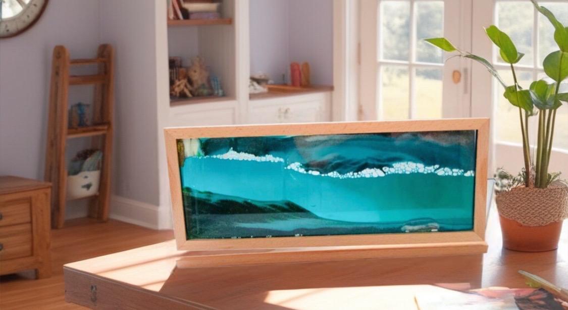 Sand Picture Art Home Decor Gift / wood frame / 29 X 12cm