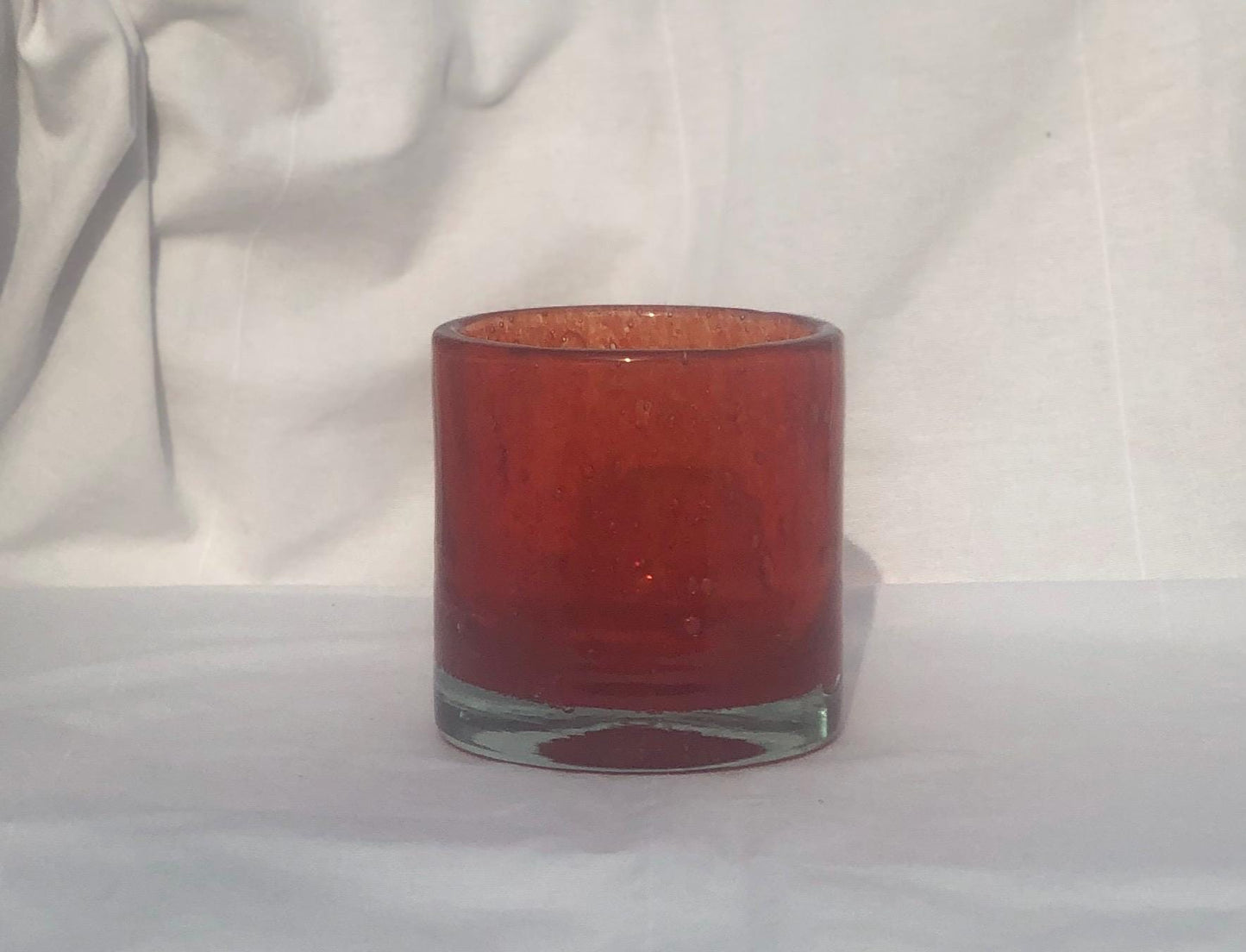 Handmade Mouth Blown Glass Desk Organiser: Marble Design Candle Holder