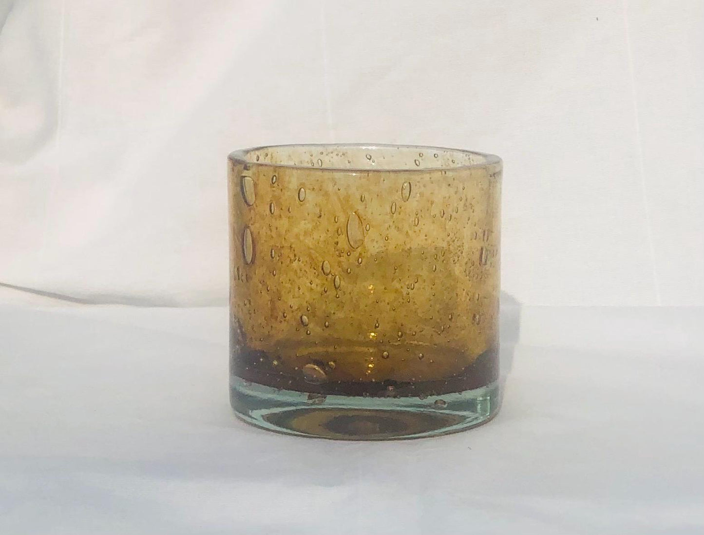 Handmade Mouth Blown Glass Desk Organiser: Marble Design Candle Holder