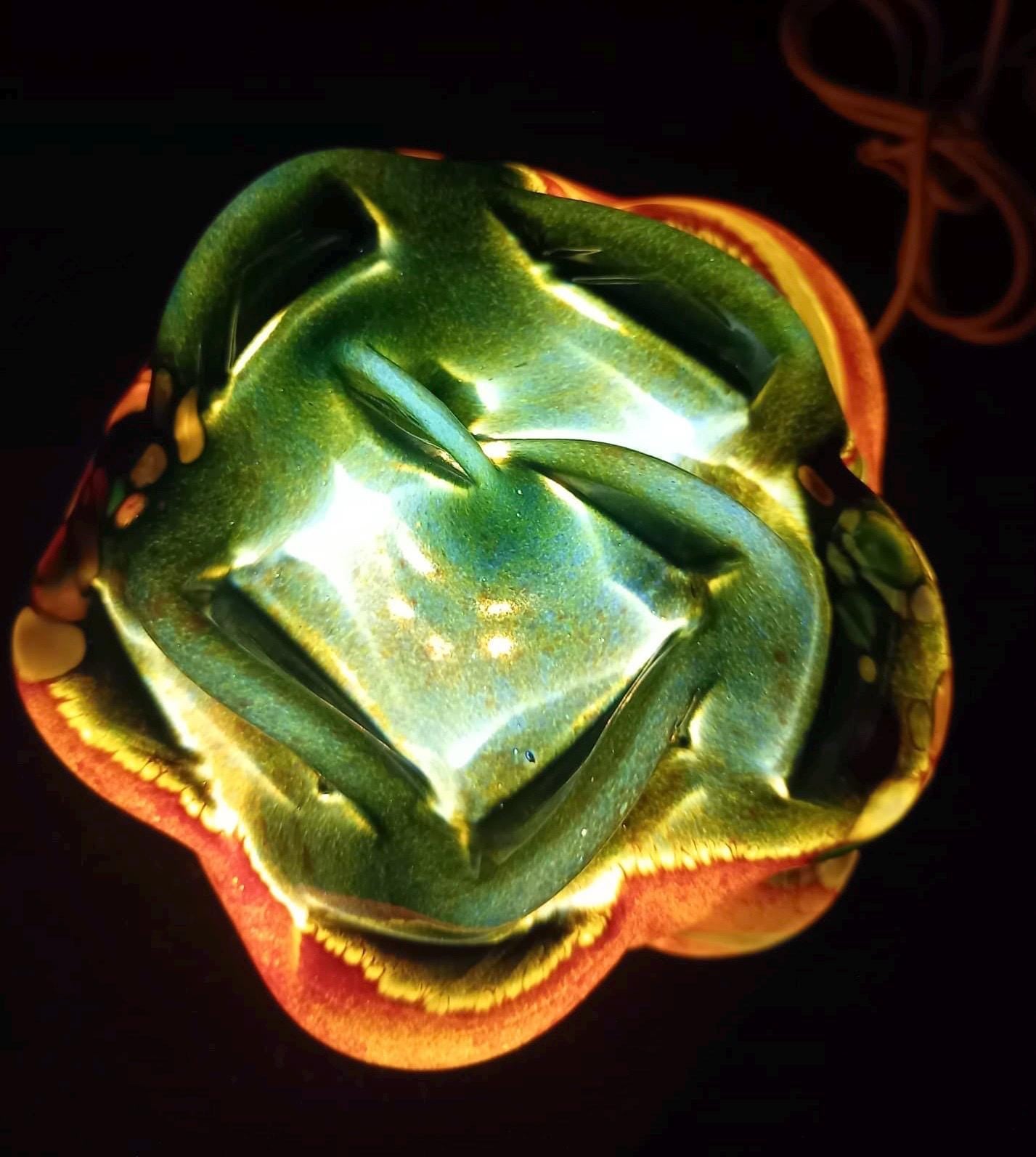 Iridescent Art Glass Rose Lamp: Hand-Blown LED Sculpture