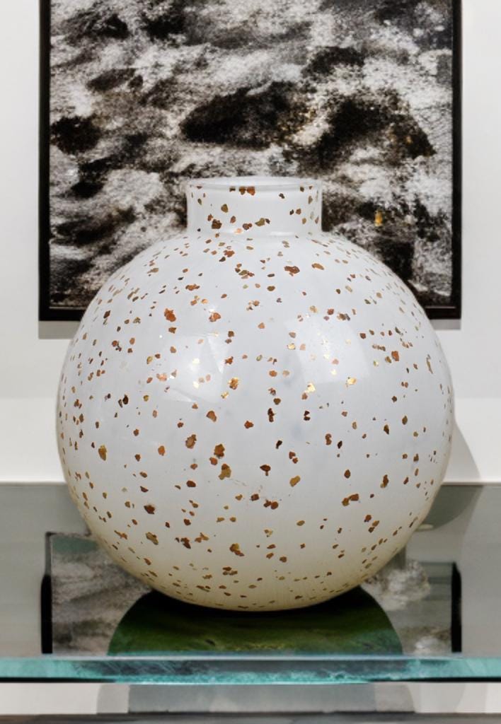 16cm Mouth Blown Glass Vase White Home Decor,