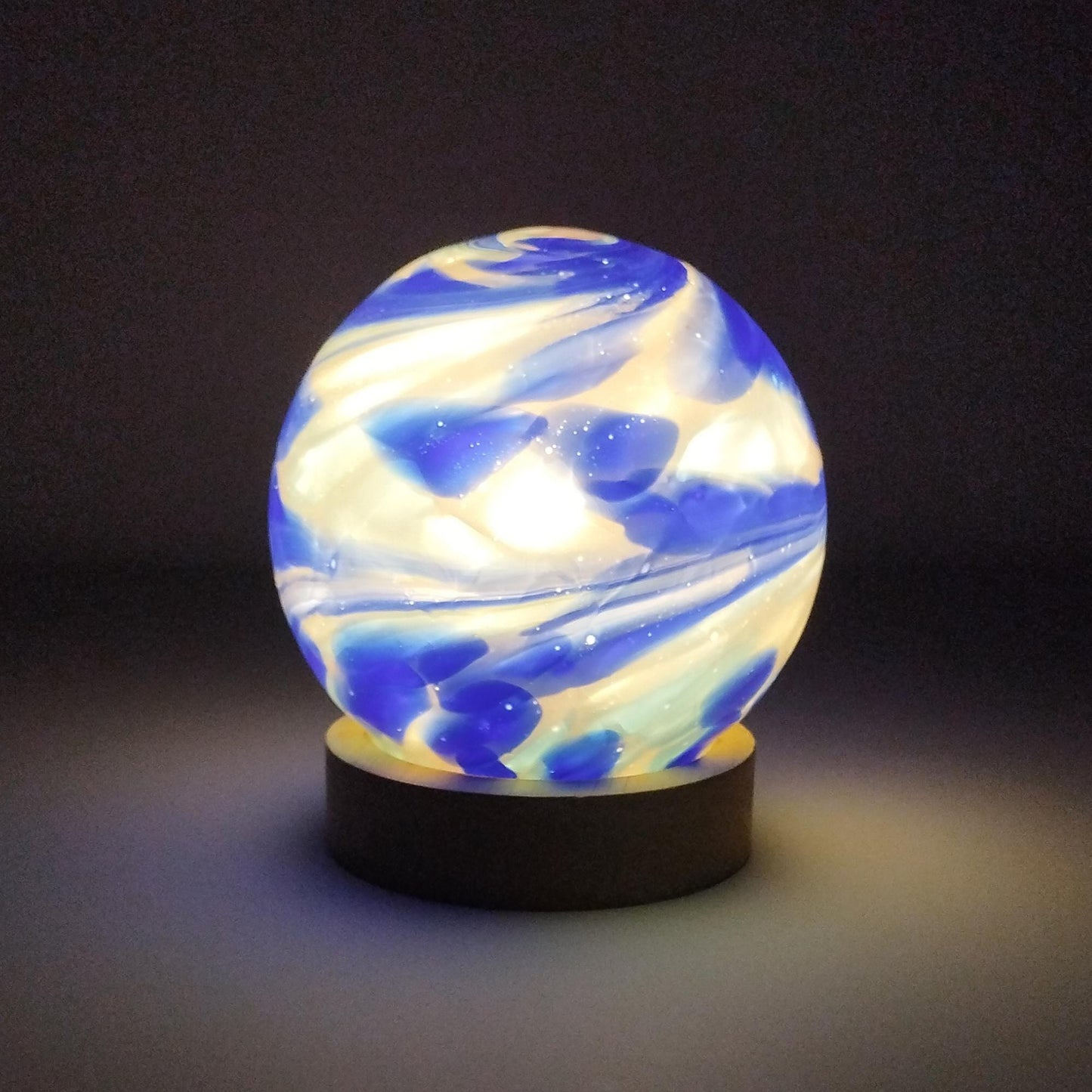 Hand-Blown Glass Sphere Lamp: USB LED Ambient Night Light