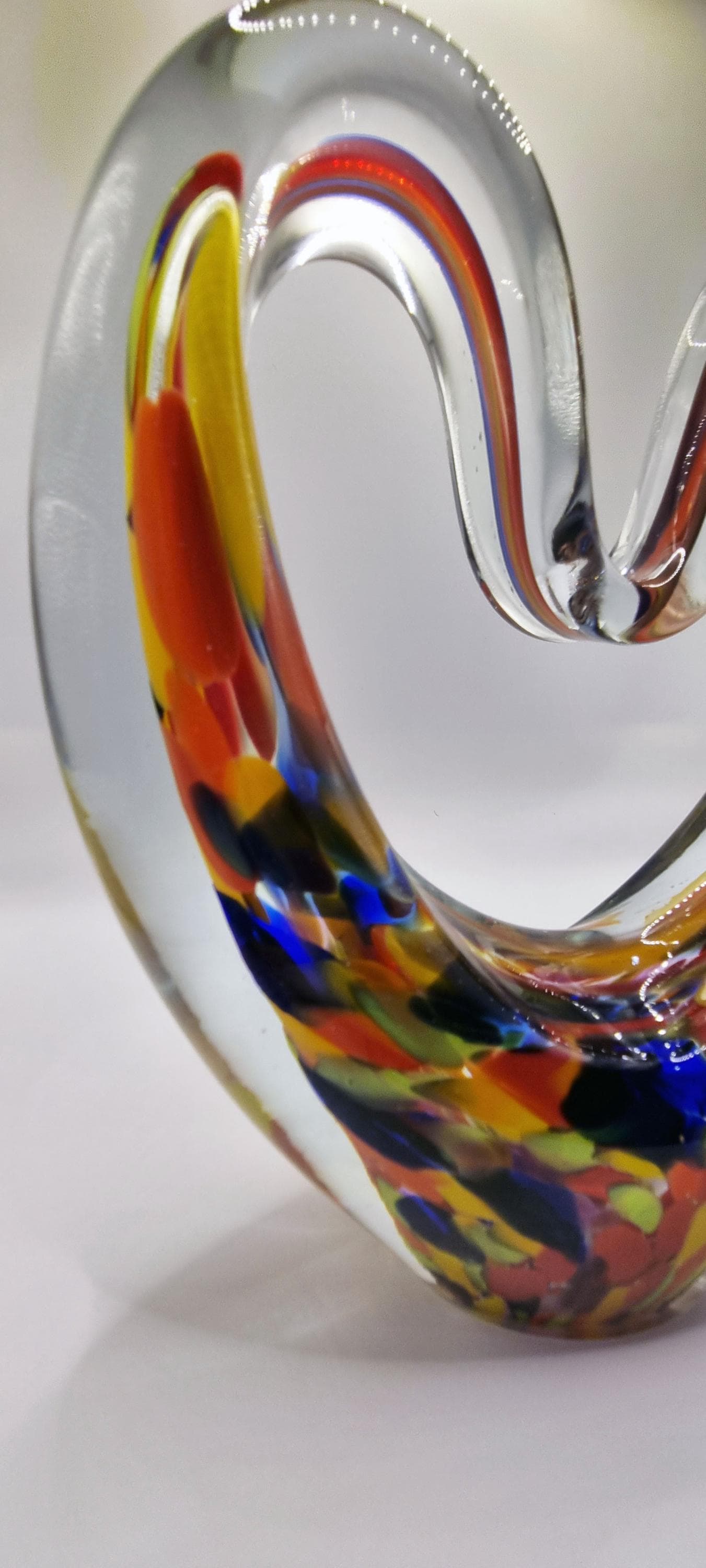 Iridescent Heart Lamp: Hand Blown Glass LED Sculpture, Romantic Home Decor