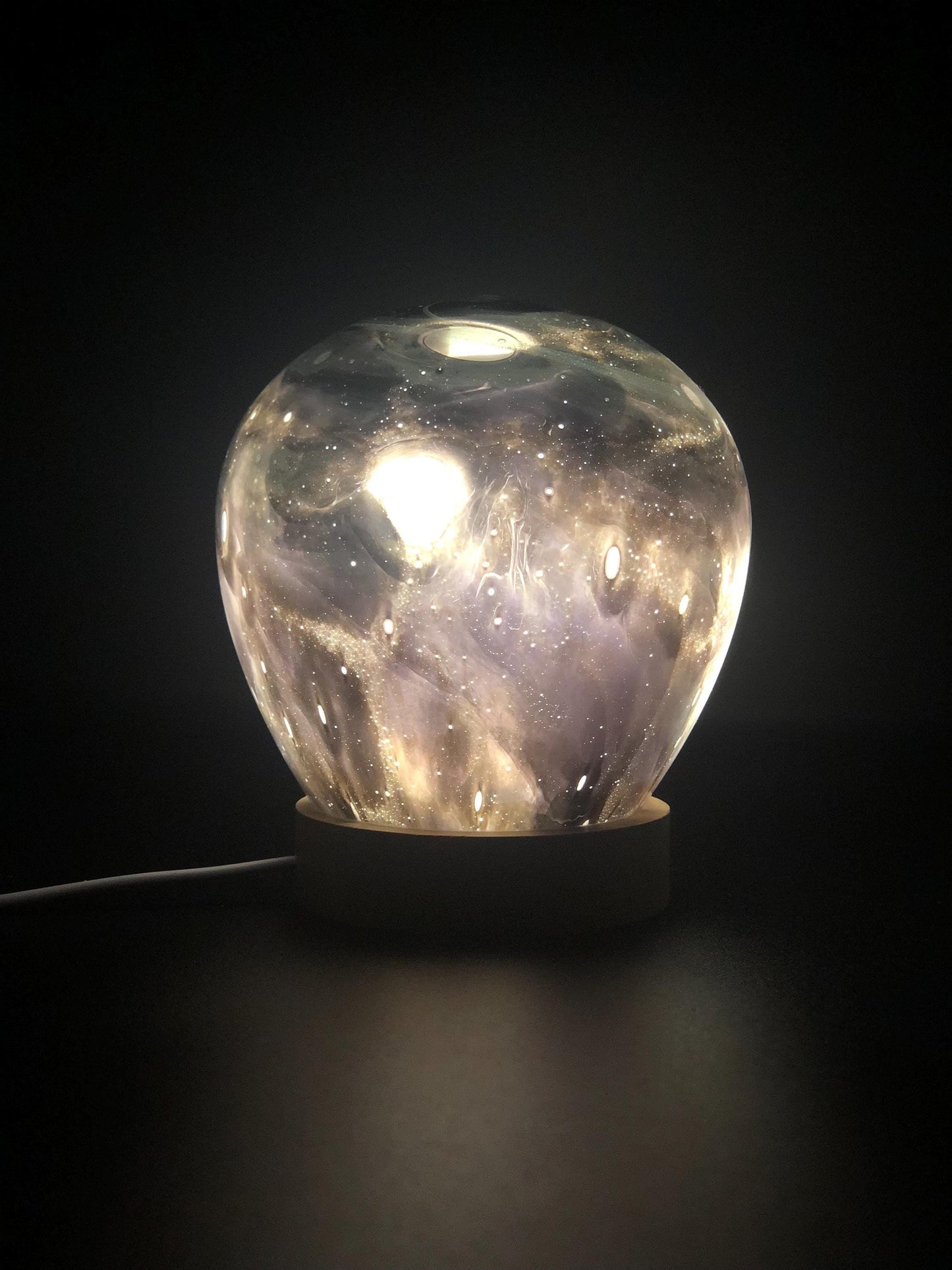 Handcrafted Galaxy Glass Lamp: LED Night Light, Cosy Home Decor