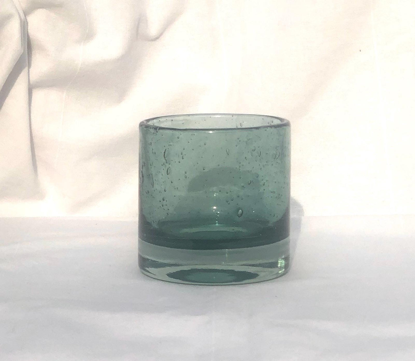 Handmade Mouth Blown Glass Desk Organiser: Marble Design Candle Holder