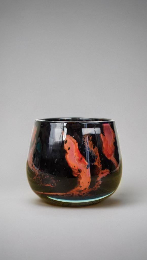 Handmade Mouth Blown Glass Vase: Elegant Home Decor (11cm)