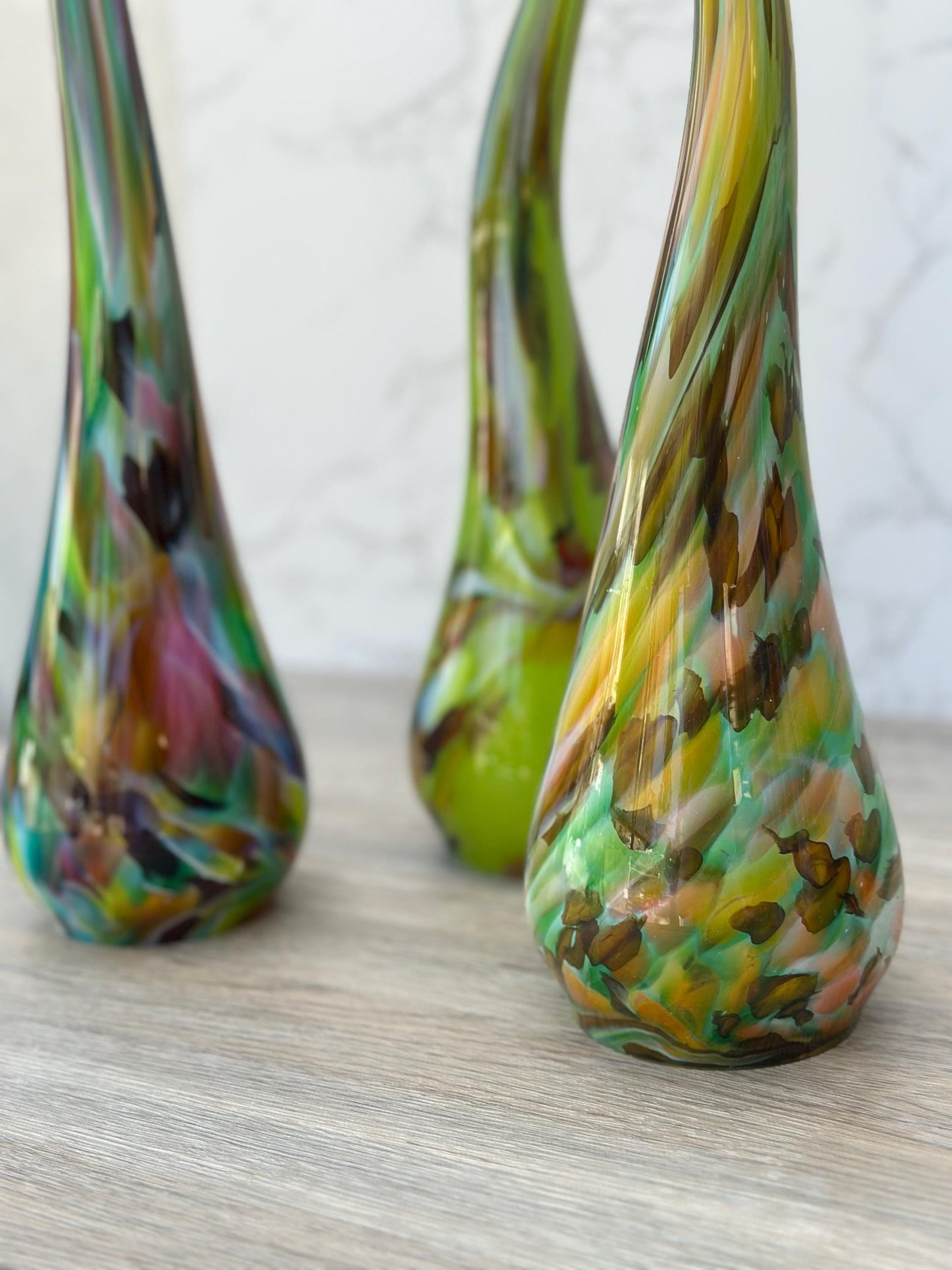Iridescent Glass Garden Ornament: Handmade Artistic Home Decor