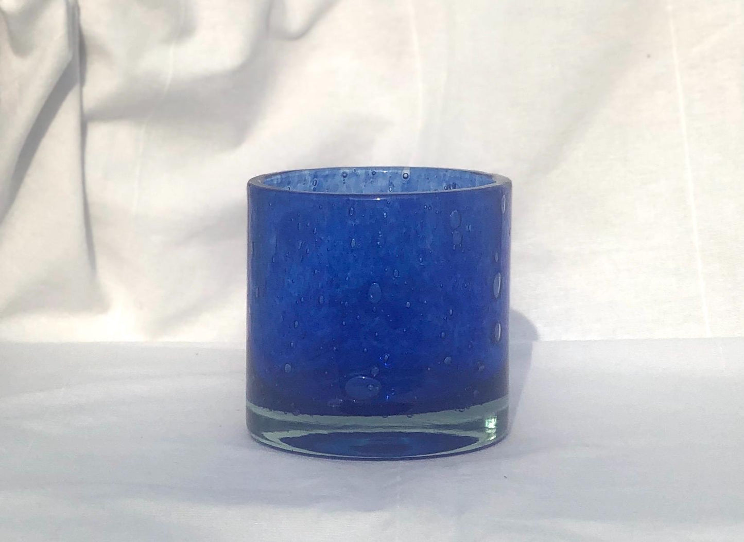 Handmade Mouth Blown Glass Desk Organiser: Marble Design Candle Holder
