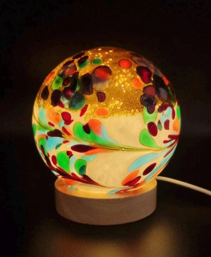 Handcrafted Glass Sphere LED Lamp: Unique Ambient Lighting