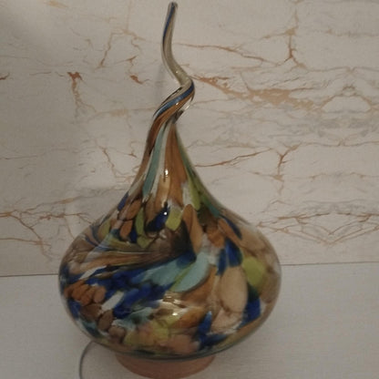 Handcrafted Amber Swirl Glass Flame Lamp: USB Artisan Mood Light