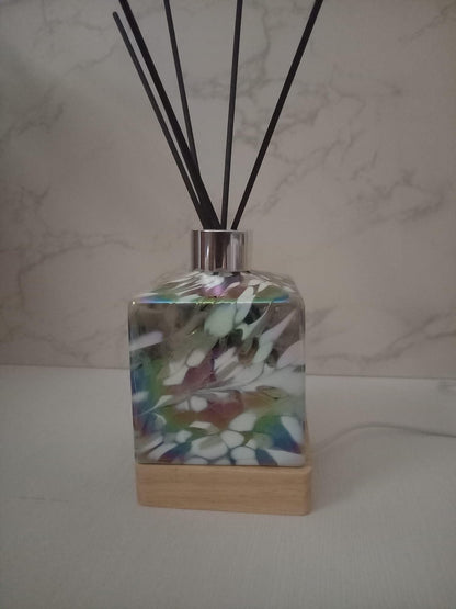 Handcrafted Glass Diffuser Lamp, LED Base, Ideal for Essential Oils