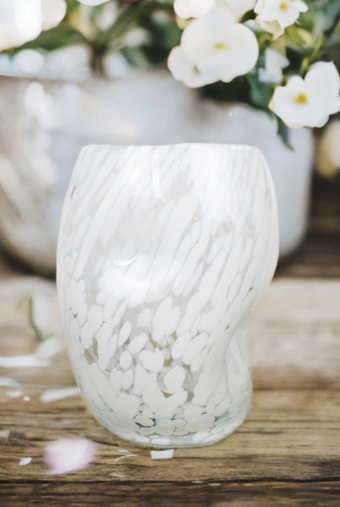 Handmade Mouth Blown Glass Vase: Elegant Home Decor (19cm)