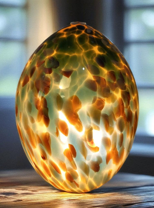 Giant Hand Blown Glass Dinosaur Egg Lamp: Art Deco Table Lamp (30cmX45cm)