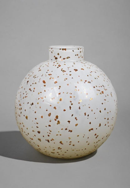 16cm Mouth Blown Glass Vase White Home Decor,