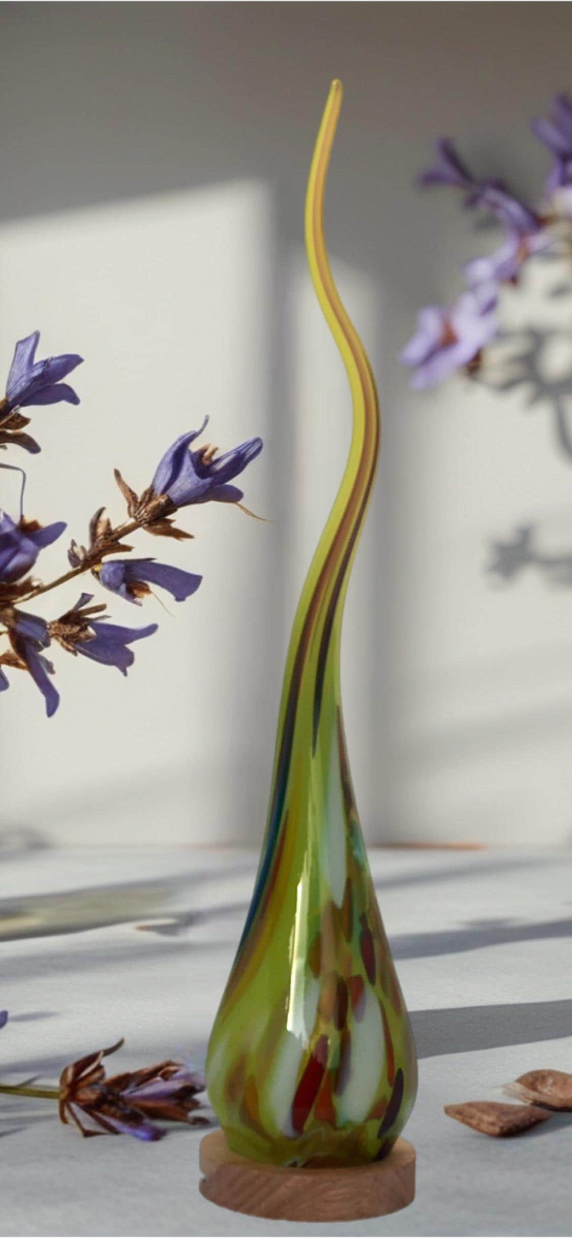 Hand Blown Flame Glass LED Lamp: Unique Ambient Art Light