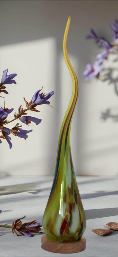 Hand Blown Flame Glass LED Lamp: Unique Ambient Art Light