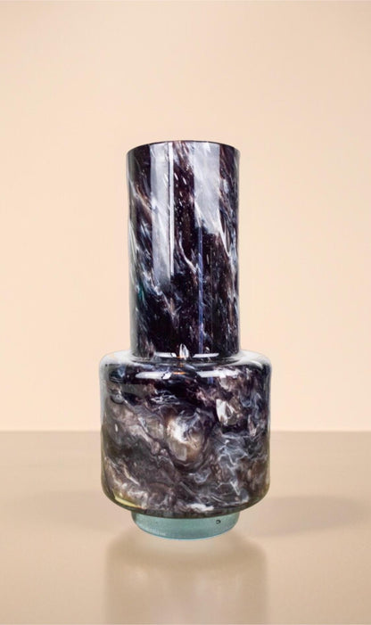 Handmade Mouth Blown Black Glass Vase - Elegant Home Decor (30cm)