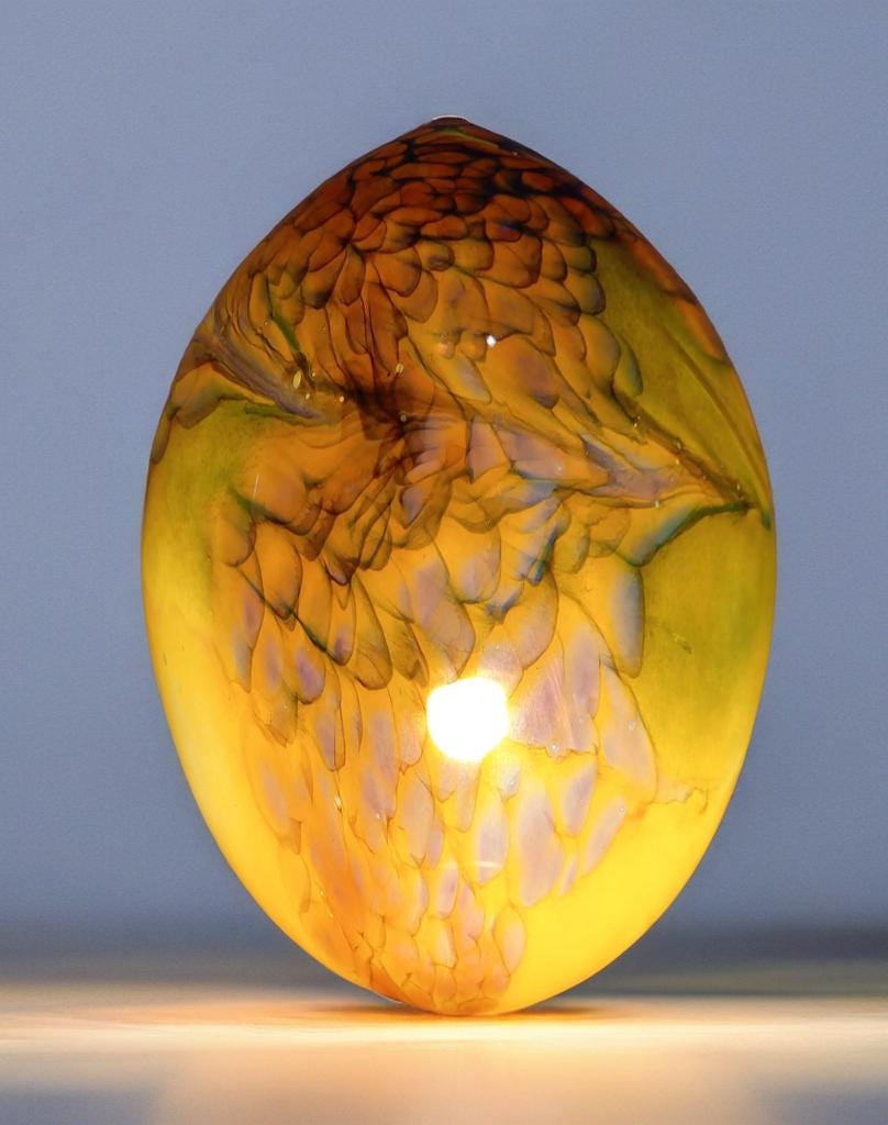 Giant Hand Blown Glass Dinosaur Egg Lamp: Art Deco Table Lamp (30cmX45cm)