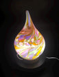 Handblown Blue Glass Teardrop Lamp: Colorful Swirl Night Light
