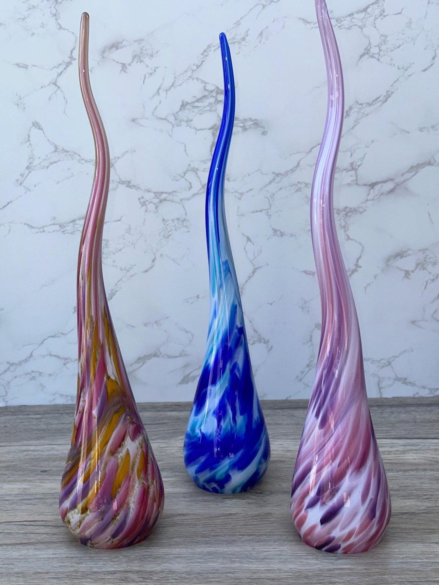 Iridescent Glass Garden Ornament: Handmade Artistic Home Decor