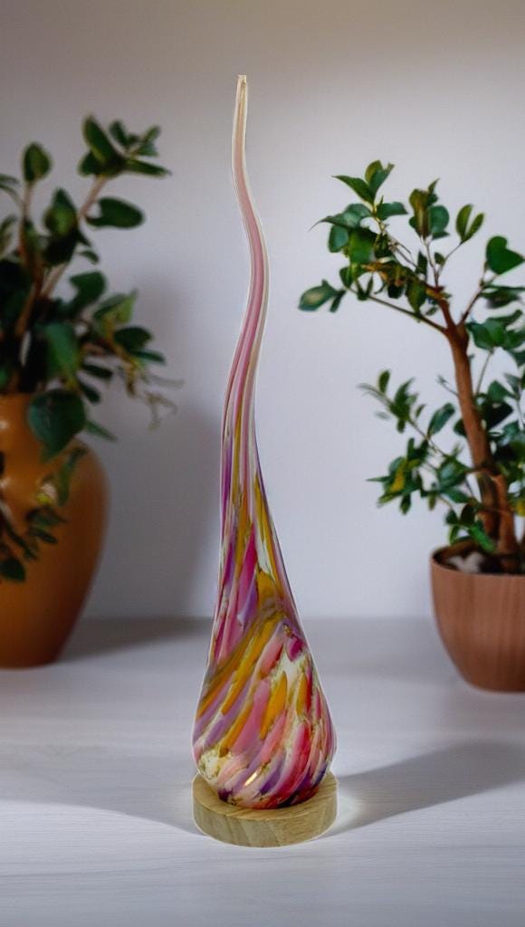 Hand Blown Flame Glass LED Lamp: Unique Ambient Art Light