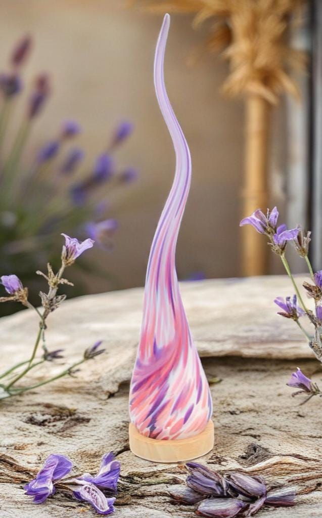 Hand Blown Flame Glass LED Lamp: Unique Ambient Art Light