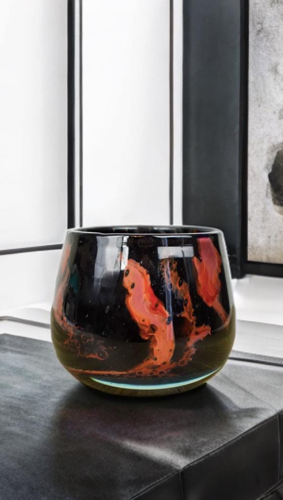 Handmade Mouth Blown Glass Vase: Elegant Home Decor (11cm)