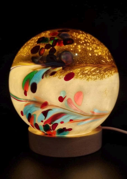 Handcrafted Glass Sphere LED Lamp: Unique Ambient Lighting