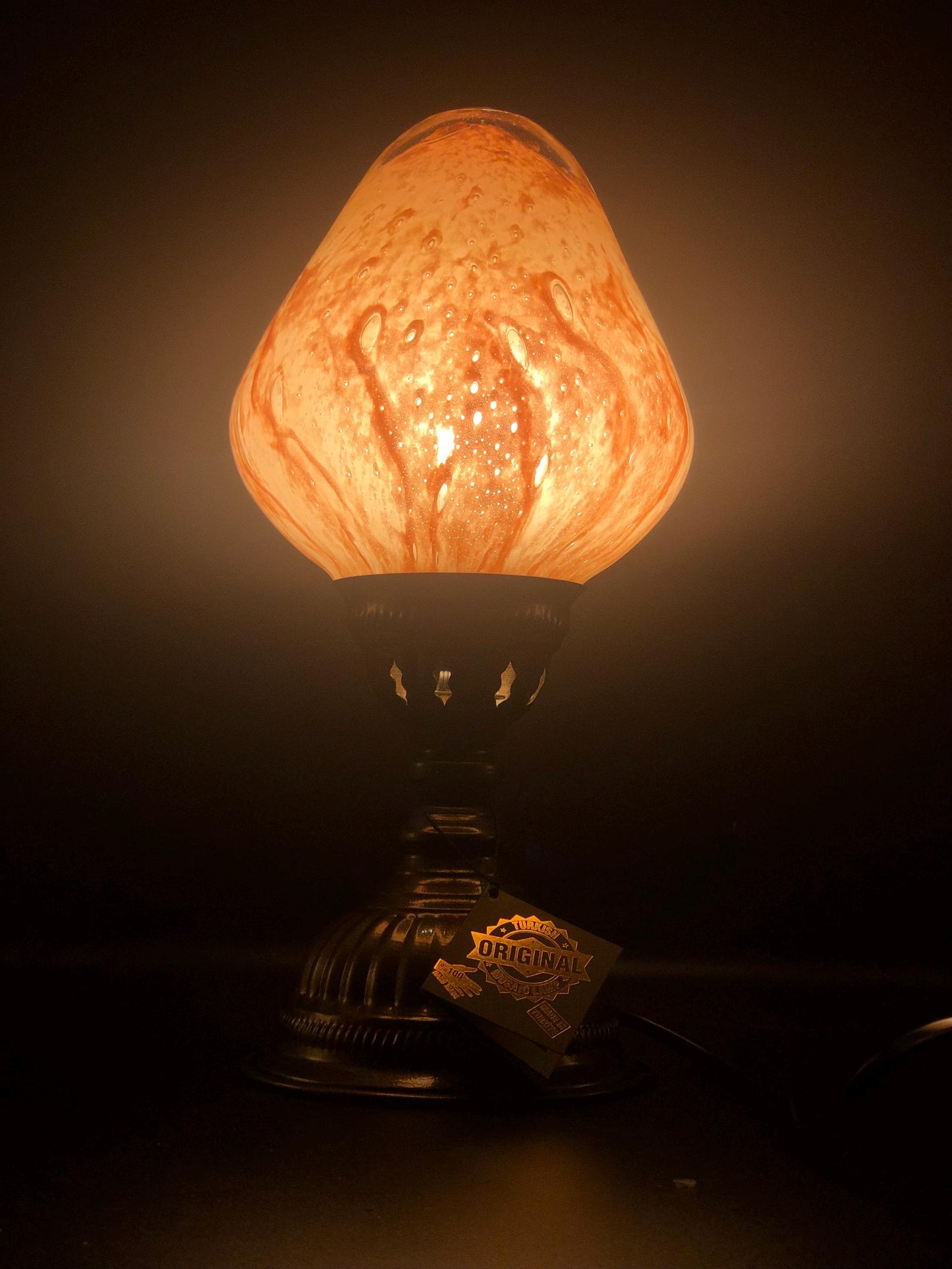 Handmade Artisan Glass Teardrop Lamp: Elegant Ambient Light