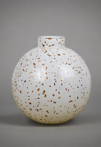 16cm Mouth Blown Glass Vase White Home Decor,