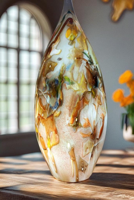 Hand Blown Glass Ghost Lamp: Art Deco Table Lamp