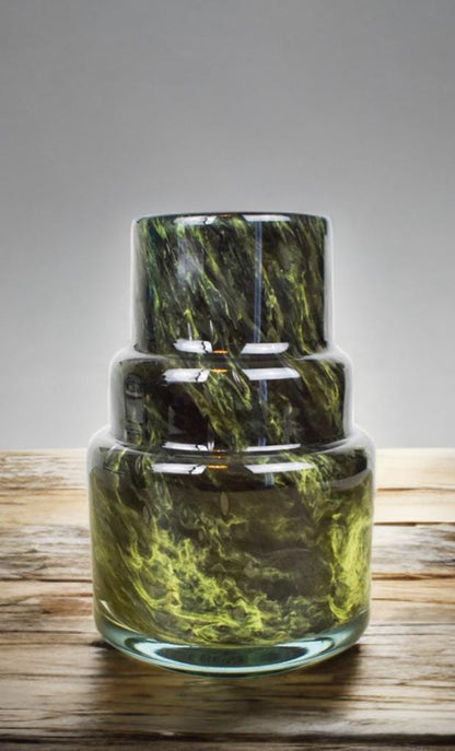19cm Mouth Blown Green Glass Vase Torch Home Decor,