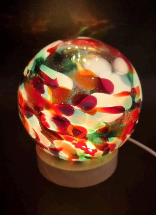 Handcrafted Glass Sphere LED Lamp: Unique Ambient Lighting, USB Powered