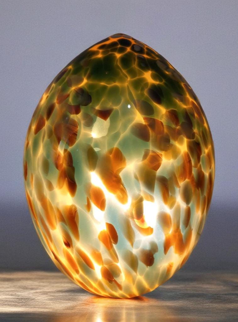 Giant Hand Blown Glass Dinosaur Egg Lamp: Art Deco Table Lamp (30cmX45cm)