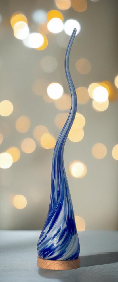 Hand Blown Flame Glass Lamp: LED Ambient Light, USB Powered