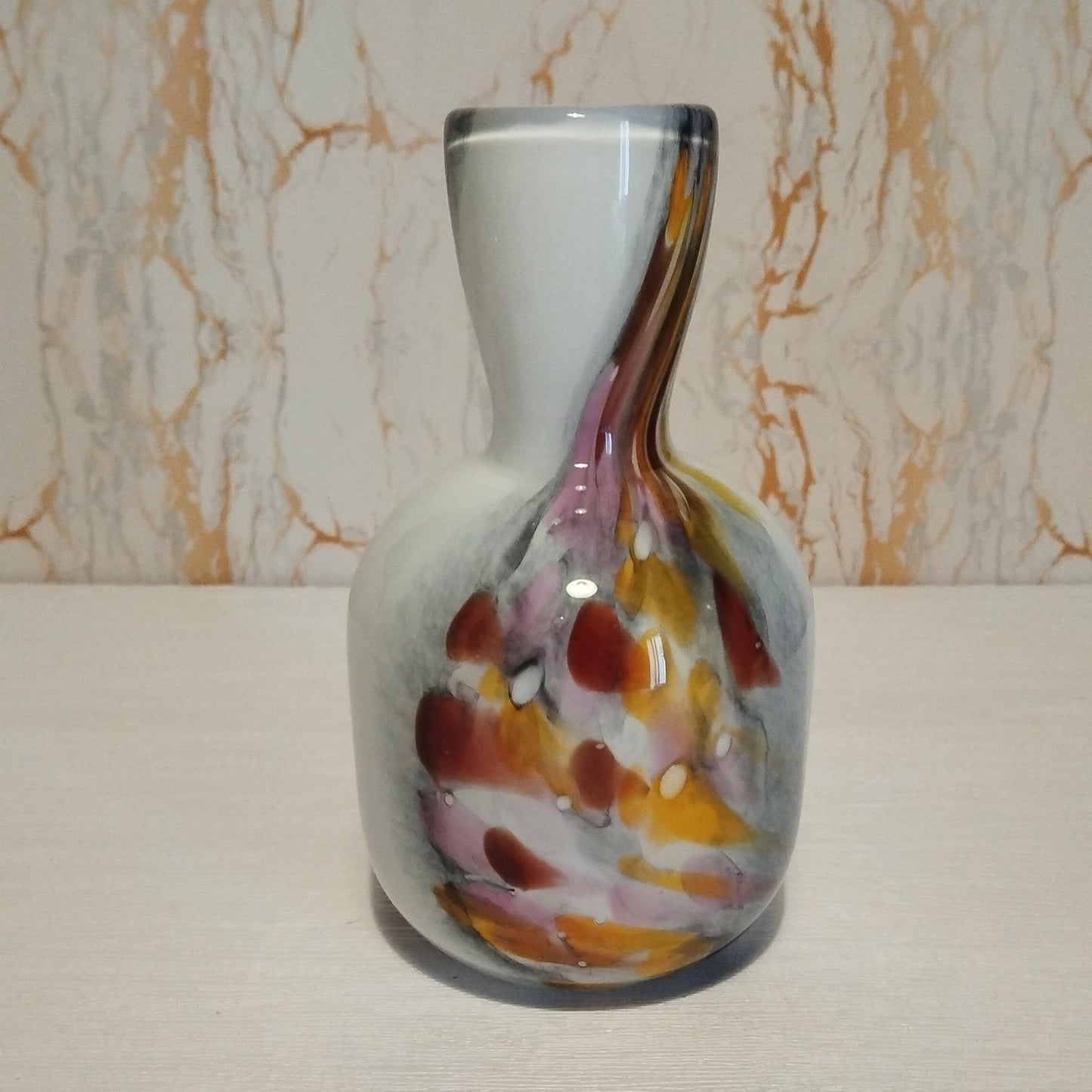 Handcrafted Glass Vase: Swirled Art Glass, Home Decor (170mm x 100mm)