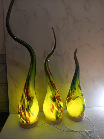 Colorful Flame Glass Lamp – Unique Handmade Artistic Light