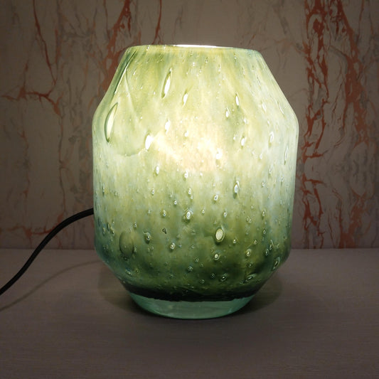 Handmade Green Art Glass Table Lamp: Unique Handmade Ambient Lighting
