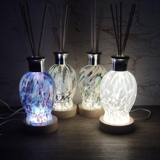 Handmade Art Glass Diffuser Lamp: Marble Effect LED Light