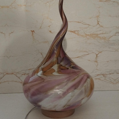 Handcrafted Amber Swirl Glass Flame Lamp: USB Artisan Mood Light