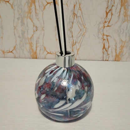 Handcrafted Iridescent Glass Diffuser Lamp with LED Light, Elegant Room Fragrance