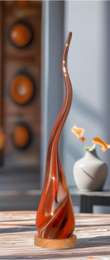 Hand Blown Flame Glass LED Lamp: Unique Ambient Art Light