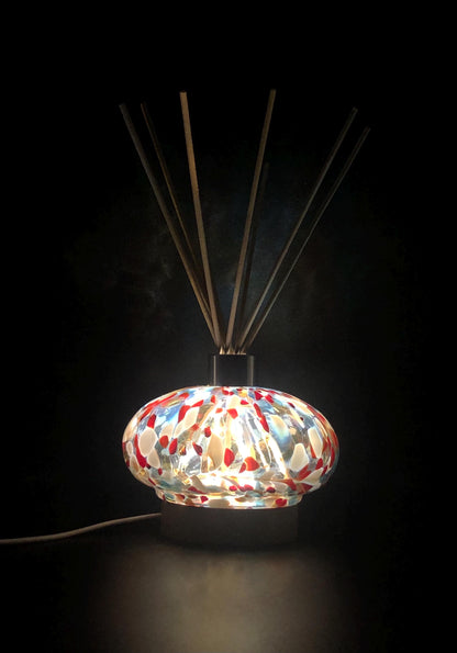 Handcrafted Glass Diffuser Lamp with Wood Stopper & LED Base