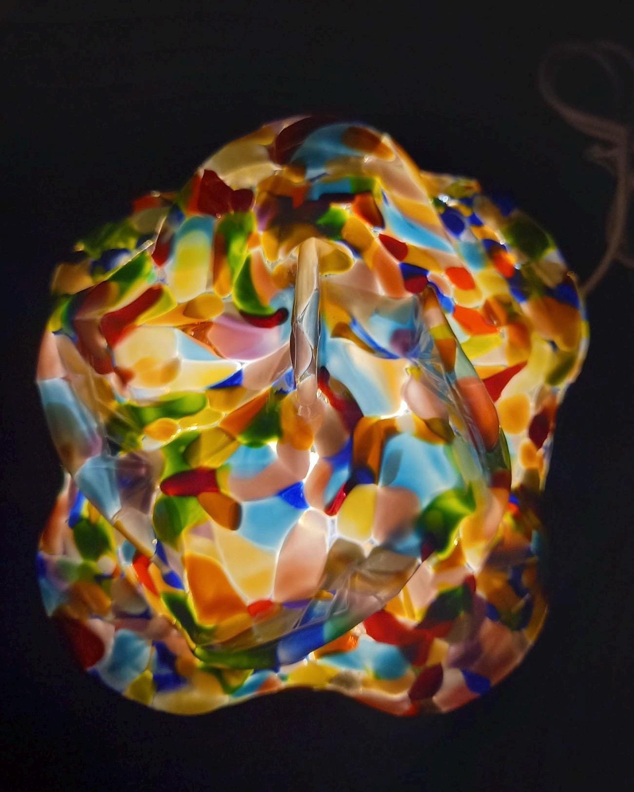 Iridescent Art Glass Bird Lamp: Handmade LED Home Decor