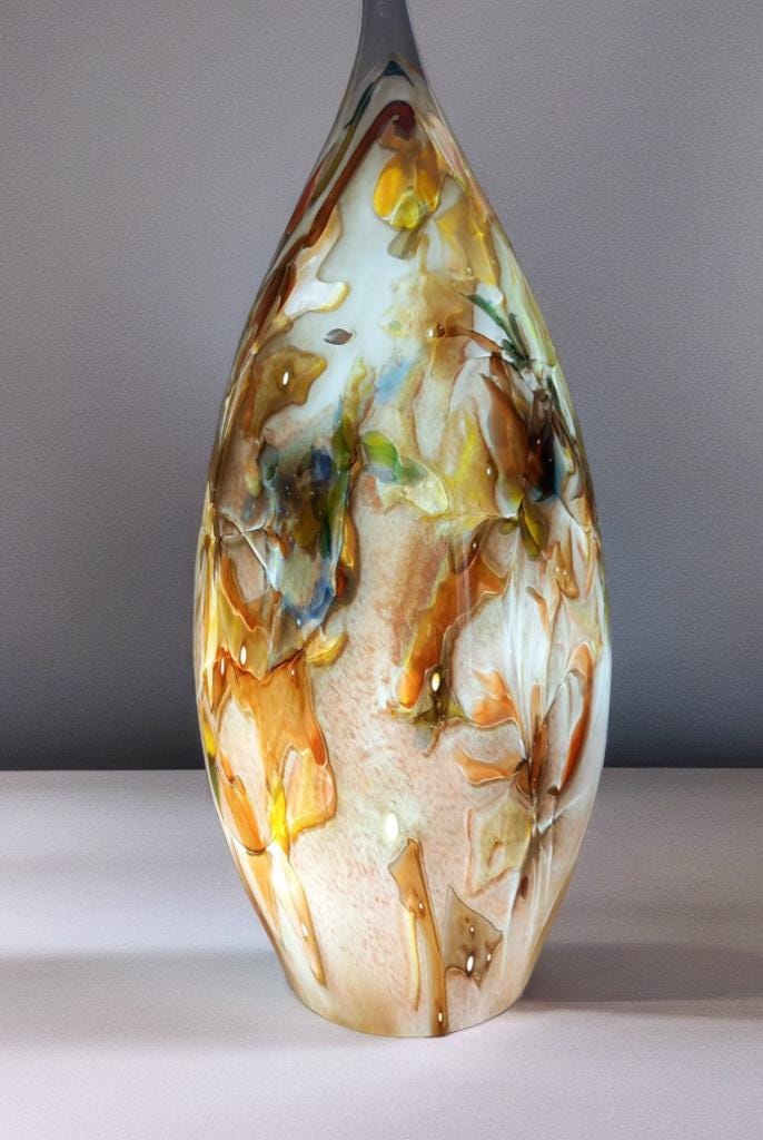 Hand Blown Glass Ghost Lamp: Art Deco Table Lamp