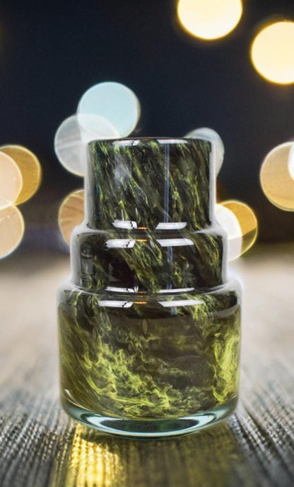 19cm Mouth Blown Green Glass Vase Torch Home Decor,