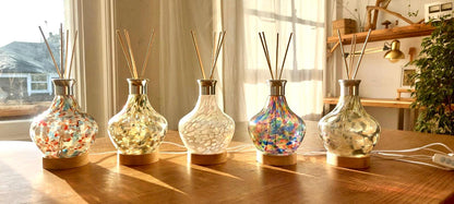 Handmade Iridescent Glass Diffuser Lamp: Artistic Aroma Diffuser