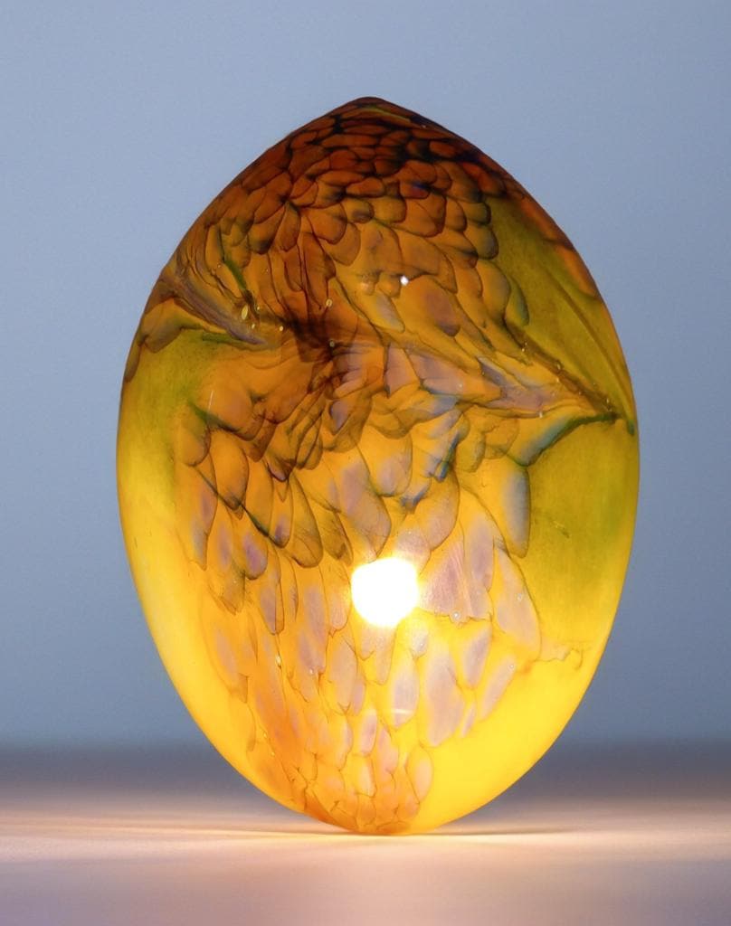 Giant Hand Blown Glass Dinosaur Egg Lamp: Art Deco Table Lamp (30cmX45cm)
